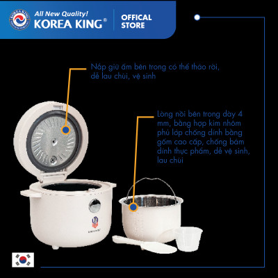 PRC-12SLJT_B Nồi cơm điện Korea King (có chức năng tách đường, dung tích 1.2L, công suất 400 W, mặt kính đen)-Hàng chính hãng