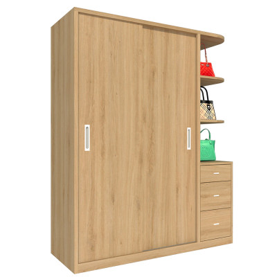 Tủ quần áo gỗ MDF Tundo cửa lùa màu sồi 160 x 55 x 200cm