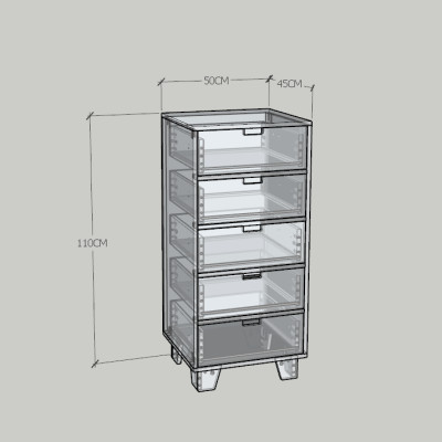 HAPPY FURNITURE , ALVA - Tủ lưu trữ 5 ngăn kéo , THK_229 , 50cm x 45cm x 110cm DxRxC