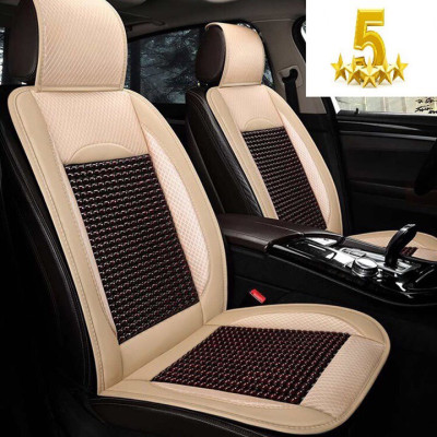 Áo lót ghế, tựa lưng ghế ô tô ghế văn phòng da PU và hạt gỗ massage chống nóng thông thoáng - Lót ghế ô tô cao cấp