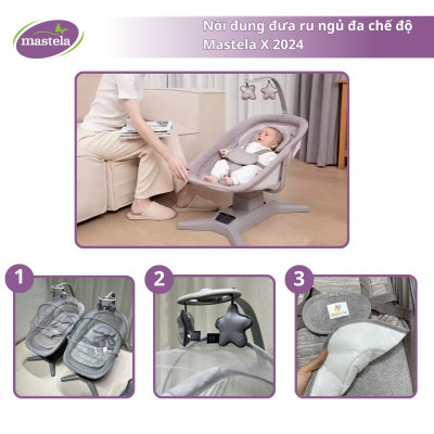 [NEW] Nôi đung đưa ru ngủ đa chế độ Mastela X 2024 - điều khiển cảm ứng 1 chạm - 8303/8305