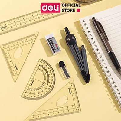 Bộ thước kẻ compa 8 món chuyên dụng cụ học tập cho học sinh eke thước kẻ tẩy chì đồ dung học tập - 9591
