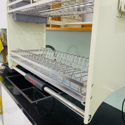 {NEW 2025} Giá Bát Nâng Hạ TAKI, Kệ Chén Thông Minh - INOX Không Gỉ 304 - Bảo Hành Trọn Đời