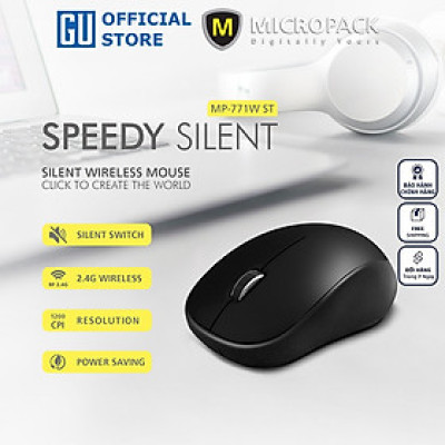 Chuột không dây MicroPack SPEEDY SILENT MP-771W Công Nghệ Giảm Tiếng Ốn Kiểu Dáng Đẹp Tiện Dụng Giảm Mỏi Tay Hàng Chính Hãng