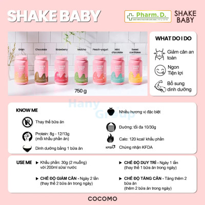 Bột Ngũ Cốc Hỗ Trợ Giảm Cân Thay Thế Bửa Ăn Shake Baby Giúp Kiểm Soát Cân Nặng, Cải Thiện Vóc Dáng từ Hàn Quốc (750g)