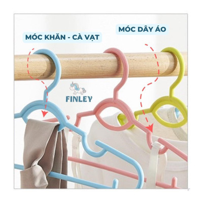 Set 6 Móc Nhựa Finley PP Nguyên Sinh Cao Cấp Đa Năng Móc Quần Áo Trẻ Em, Phụ Kiện - katydang