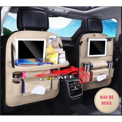 TÚI TREO GHẾ DÀNH CHO XE HƠI DA CAO CẤP – CÓ BÀN ĂN TIỆN DỤNG, PHÙ HỢP MỌI XE