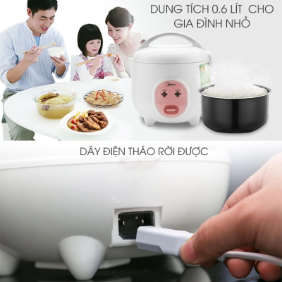 Nồi cơm điện Midea MR-CM06SB 0.6L - Hàng chính hãng - Bảo hành 12 tháng chính hãng