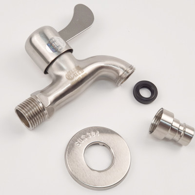 Vòi hồ - vòi máy giặt Inox SUS 304 Eurolife EL-121 (Trắng vàng)