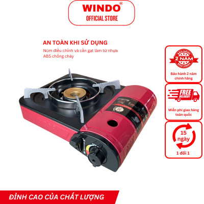 Bếp Gas Du Lịch (Bếp Gas Mini) WINDO - 166F | Bếp gas mini tiết kiệm gas có hộp nhựa bảo vệ - màu ngẩu nhiên- hàng chính hãng