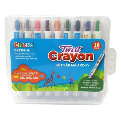 Bút Sáp Màu Xoay - 18 Màu DK 3302-18 (Hộp Nhựa PP)