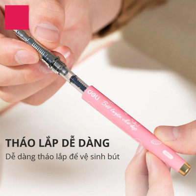 Bút Máy Kim Loại - Deli CQ893 - Màu Hồng