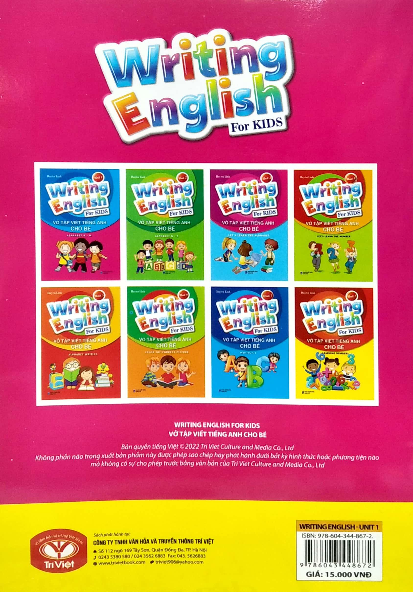 Vở Tập Viết Tiếng Anh Cho Bé - Tập 1