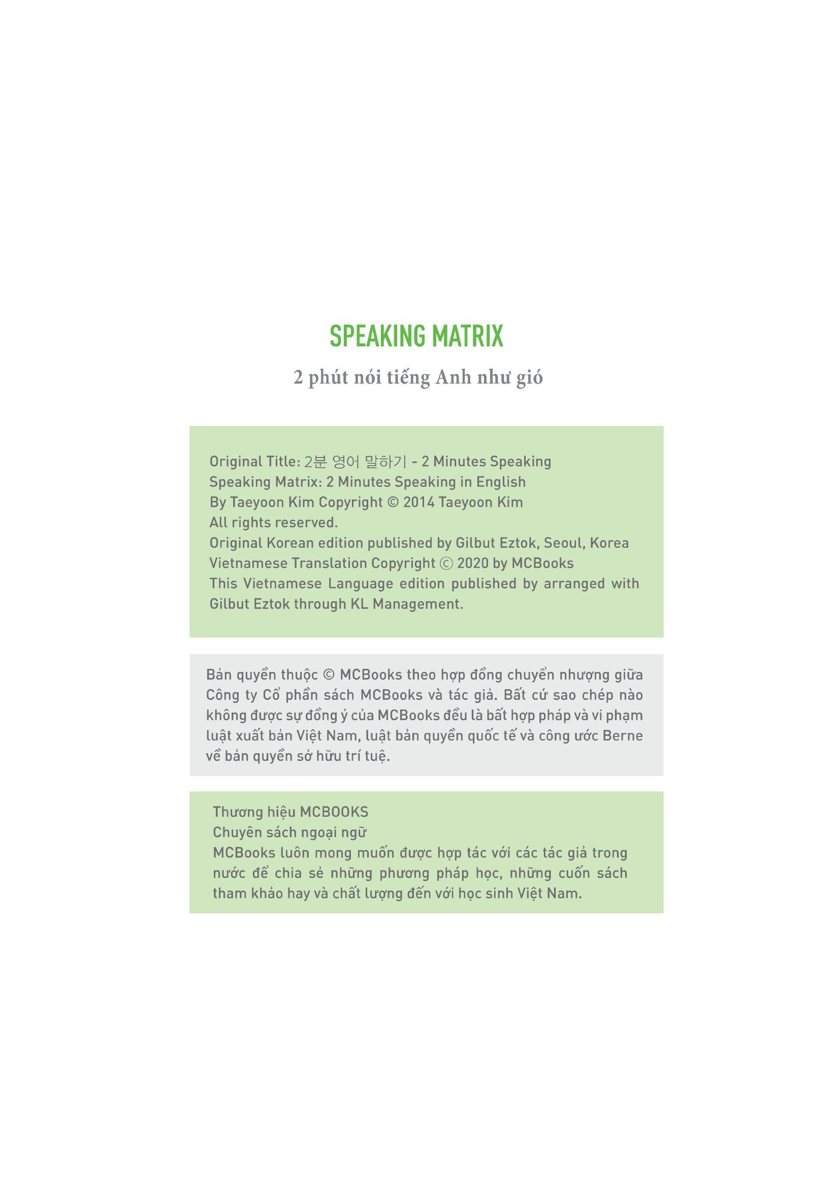 Speaking Matrix - 2 Phút Nói Tiếng Anh Như Gió