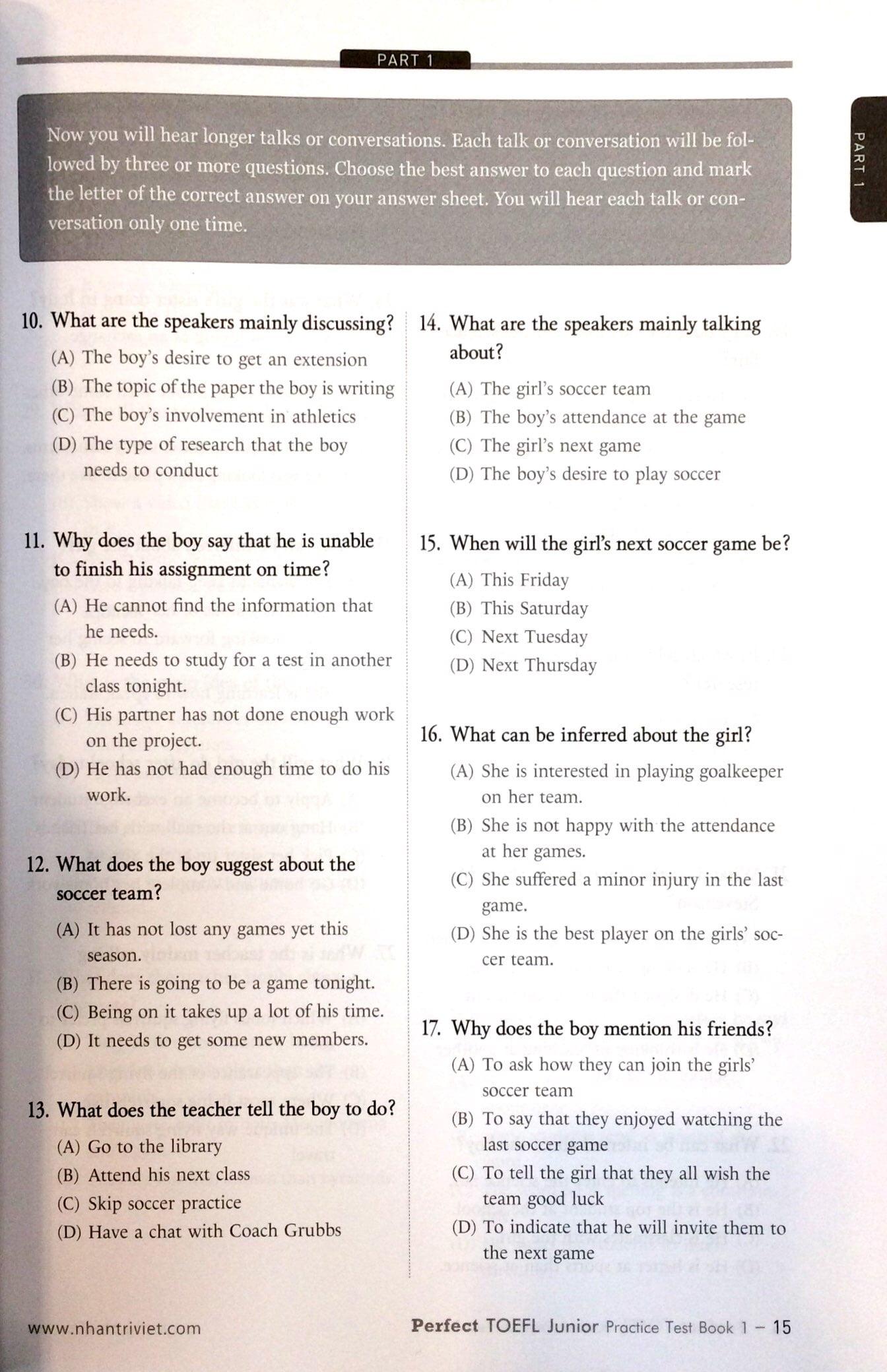 Perfect Toefl Junior Book 1 (Kèm CD)