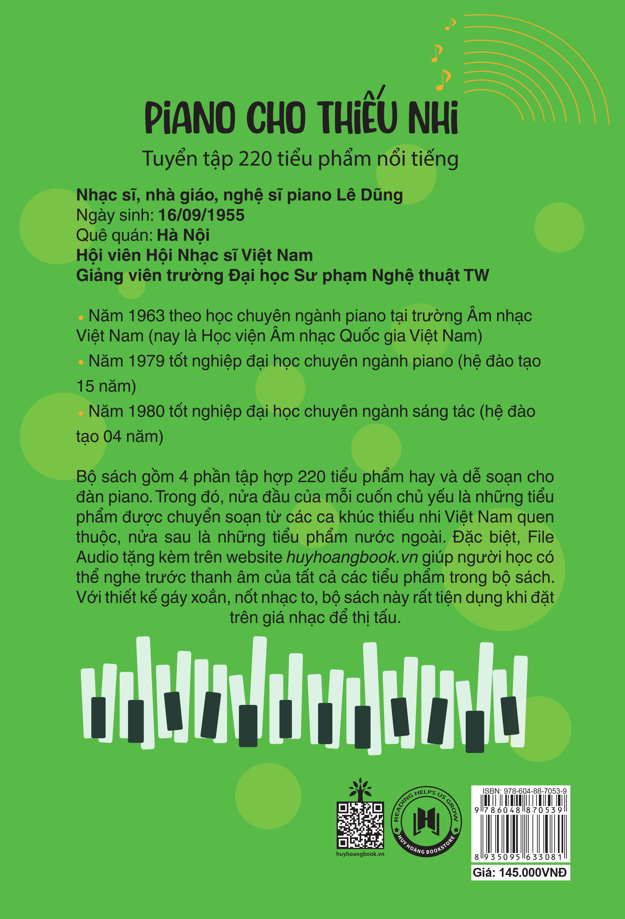 Piano Cho Thiếu Nhi - Tuyển Tập 220 Tiểu Phẩm Nổi Tiếng - Phần 3 (Tái Bản) - Lê Dũng (HH)