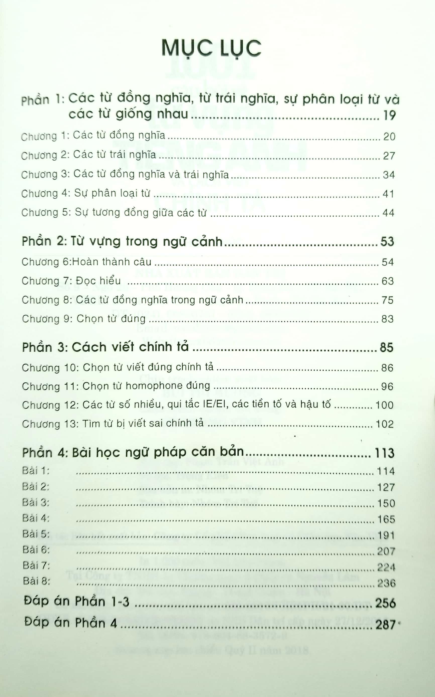 1001 Câu Hỏi Về Từ Vựng Tiếng Anh Và Cách Viết Chính Tả