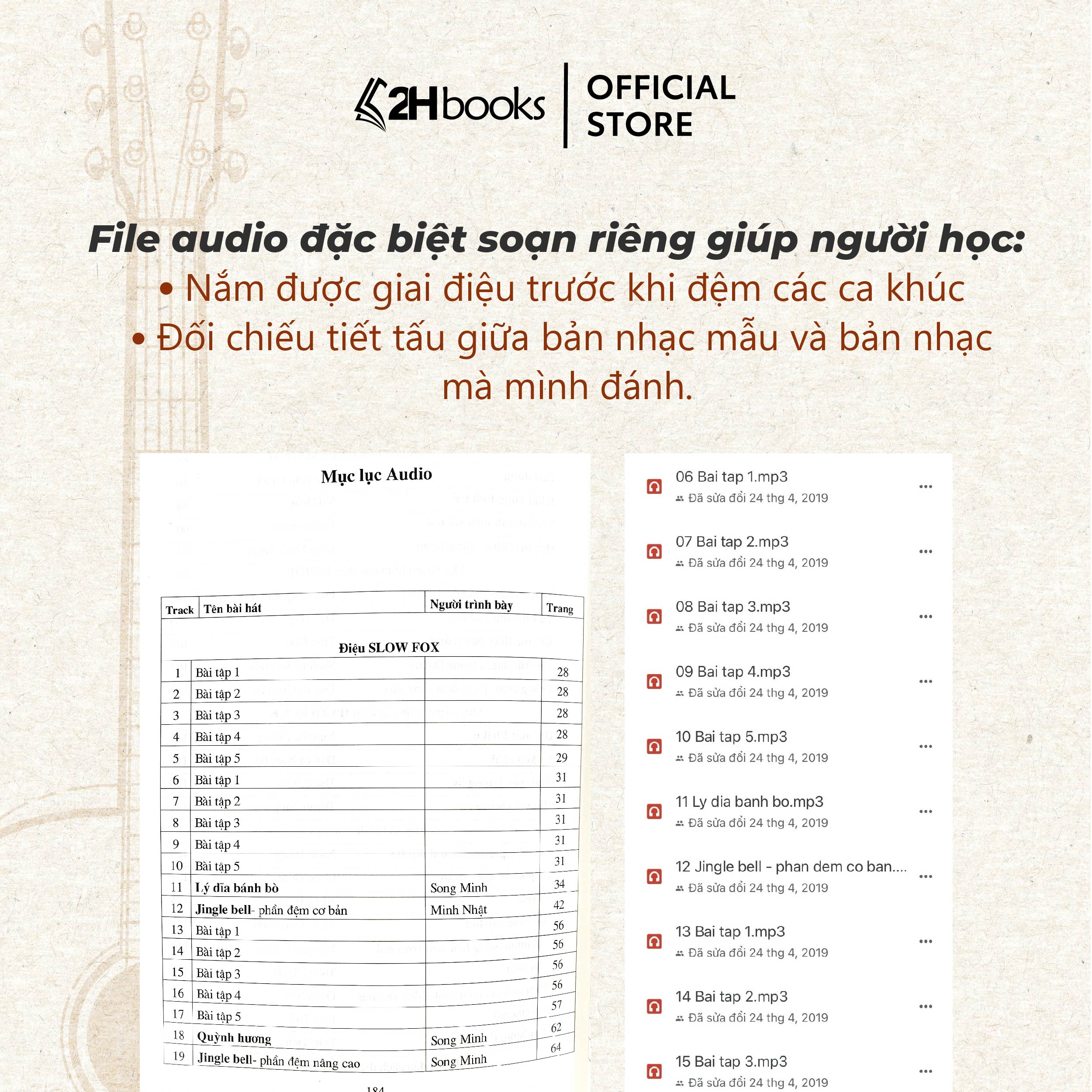 Sách học guitar, Sách 30 ngày biết đệm guitar, tự học guitar cơ bản, giáo trình guitar, học đàn guitar- 2HBooks