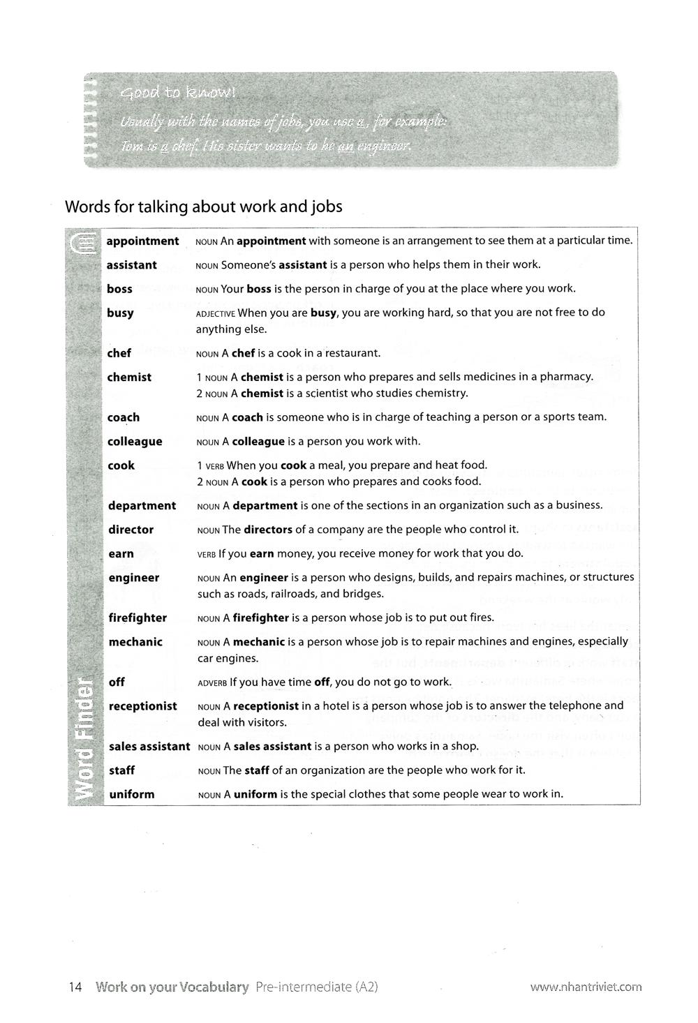 Work On Your Vocabulary A2 - Pre-Intermediate (Tái Bản)