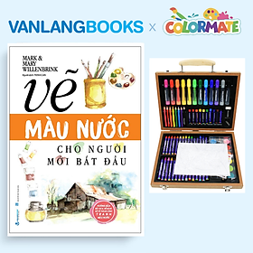 Sách Vẽ Màu Nước Cho Người Mới Bắt Đầu (Tái Bản 2025) + Bộ Màu Vẽ Đa Năng Hộp Gỗ M88 - Vanlangbooks x Colormate