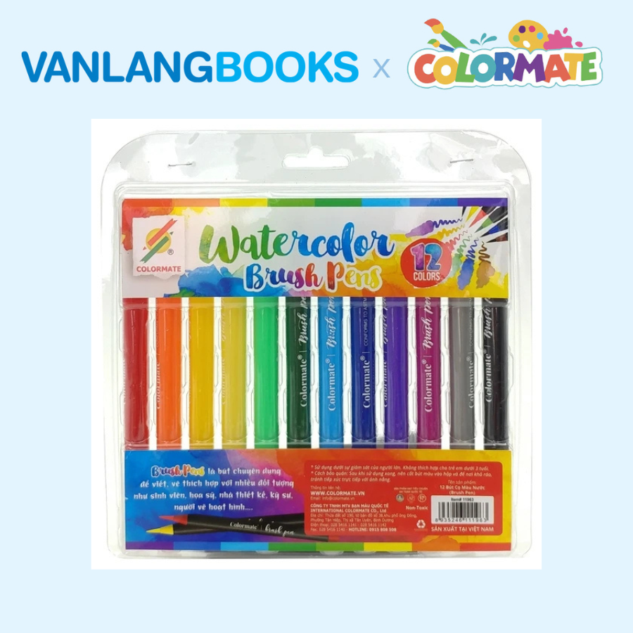 Sách Bí Quyết Vẽ Bút Chì + Hộp 12 Bút Cọ Màu Nước Brush Pen - Vanlangbooks x Colormate