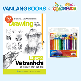 Sách Bí Quyết Vẽ Tranh Chì Cho Người Mới Bắt Đầu + Hộp 12 Bút Cọ Màu Nước Brush Pen - Vanlangbooks x Colormate