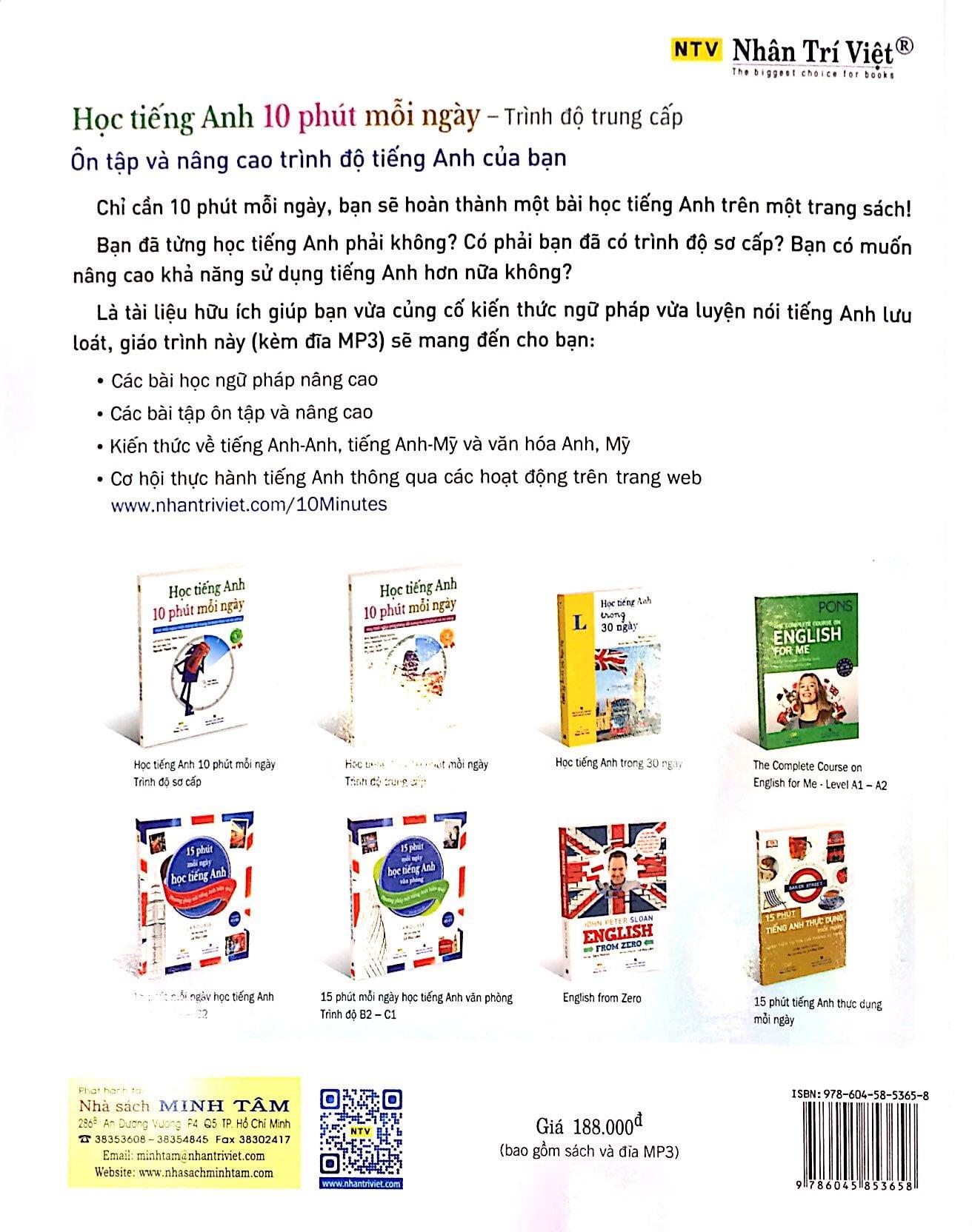 Học Tiếng Anh 10 Phút Mỗi Ngày - Trình Độ Trung Cấp (Kèm CD)