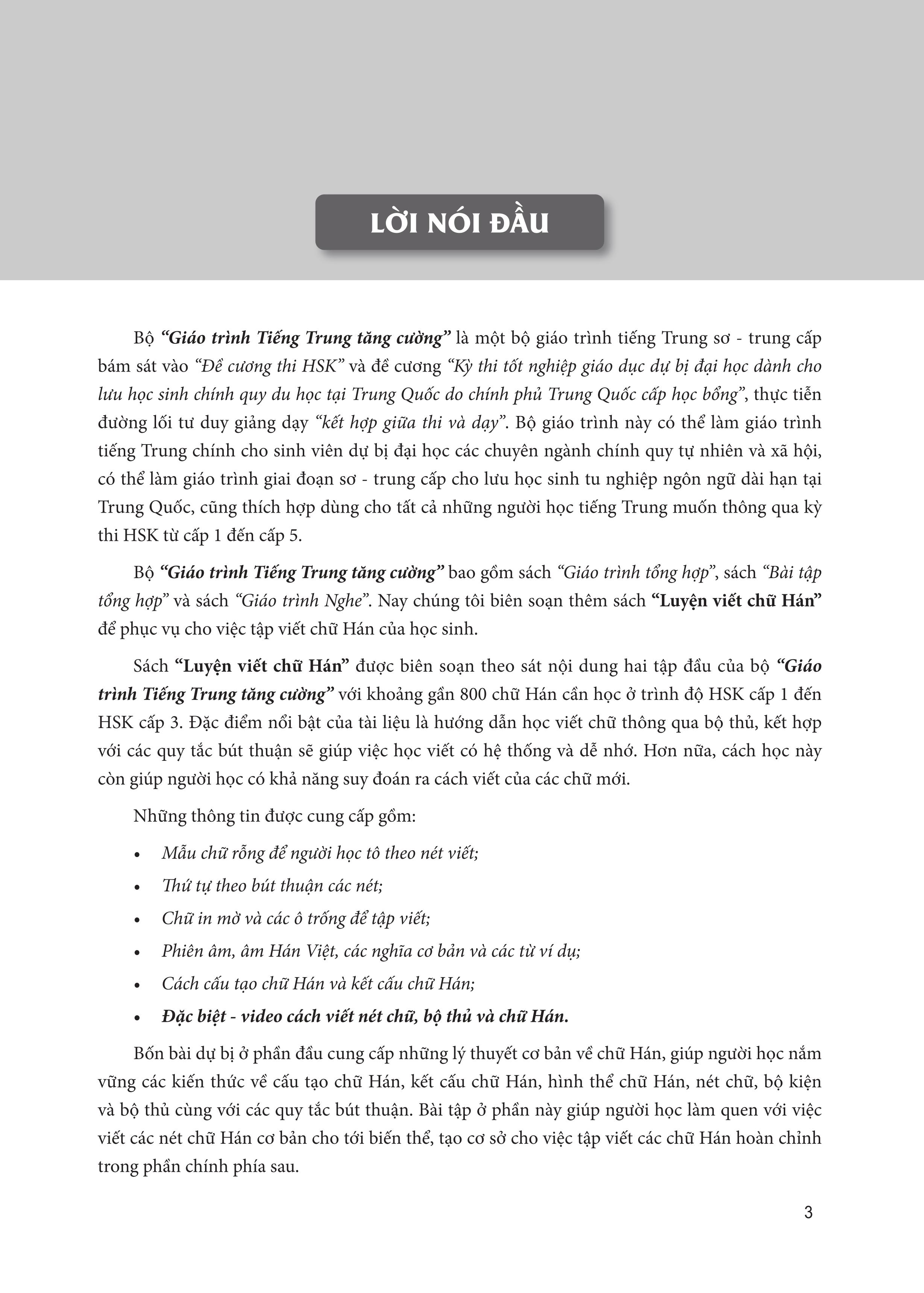 Giáo Trình Tiếng Trung Tăng Cường - Luyện Viết Chữ Hán - Tặng Video Học Viết Chữ Online
