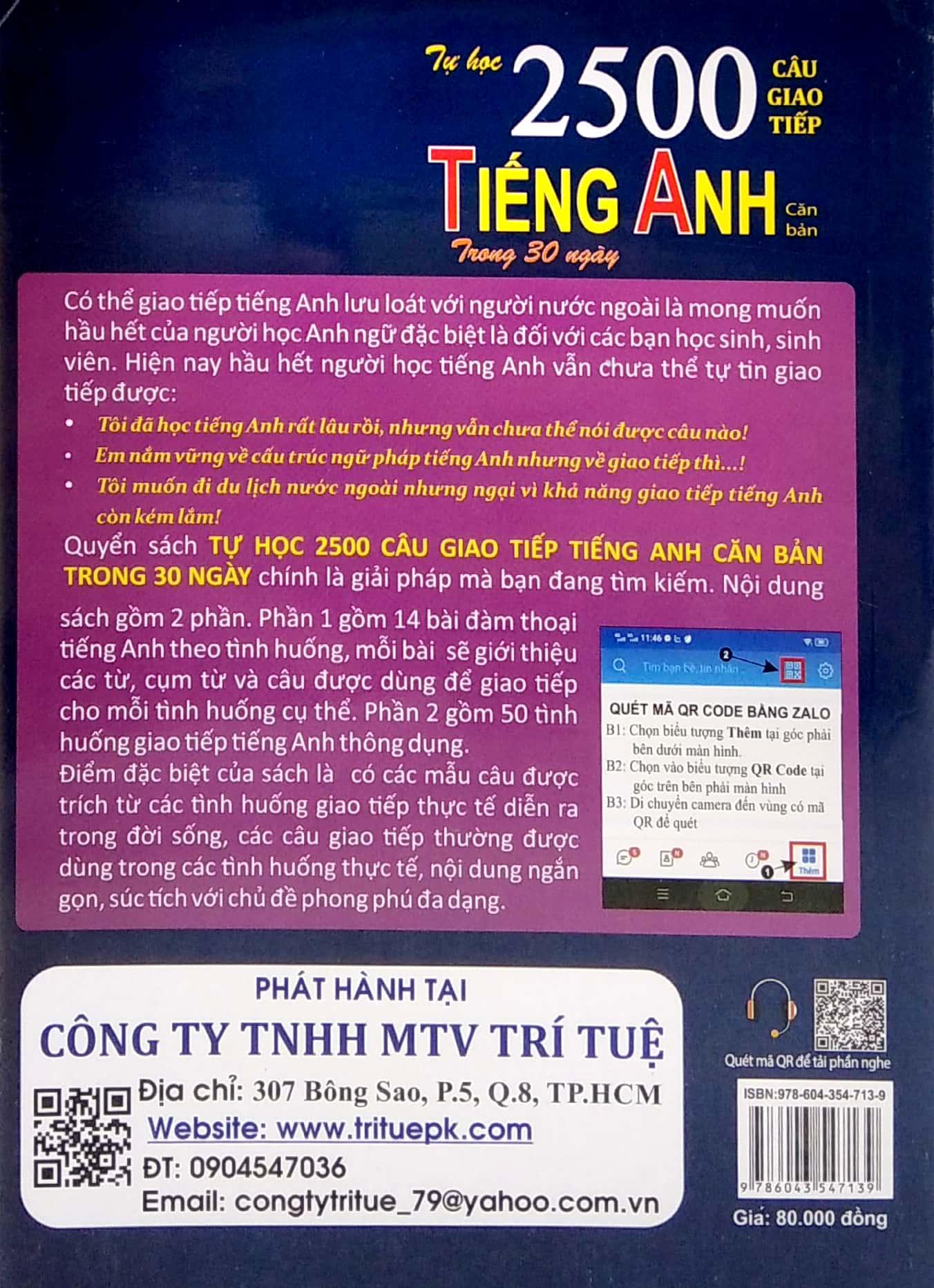 Tự Học 2500 Câu Giao Tiếp Tiếng Anh Căn Bản Trong 30 Ngày
