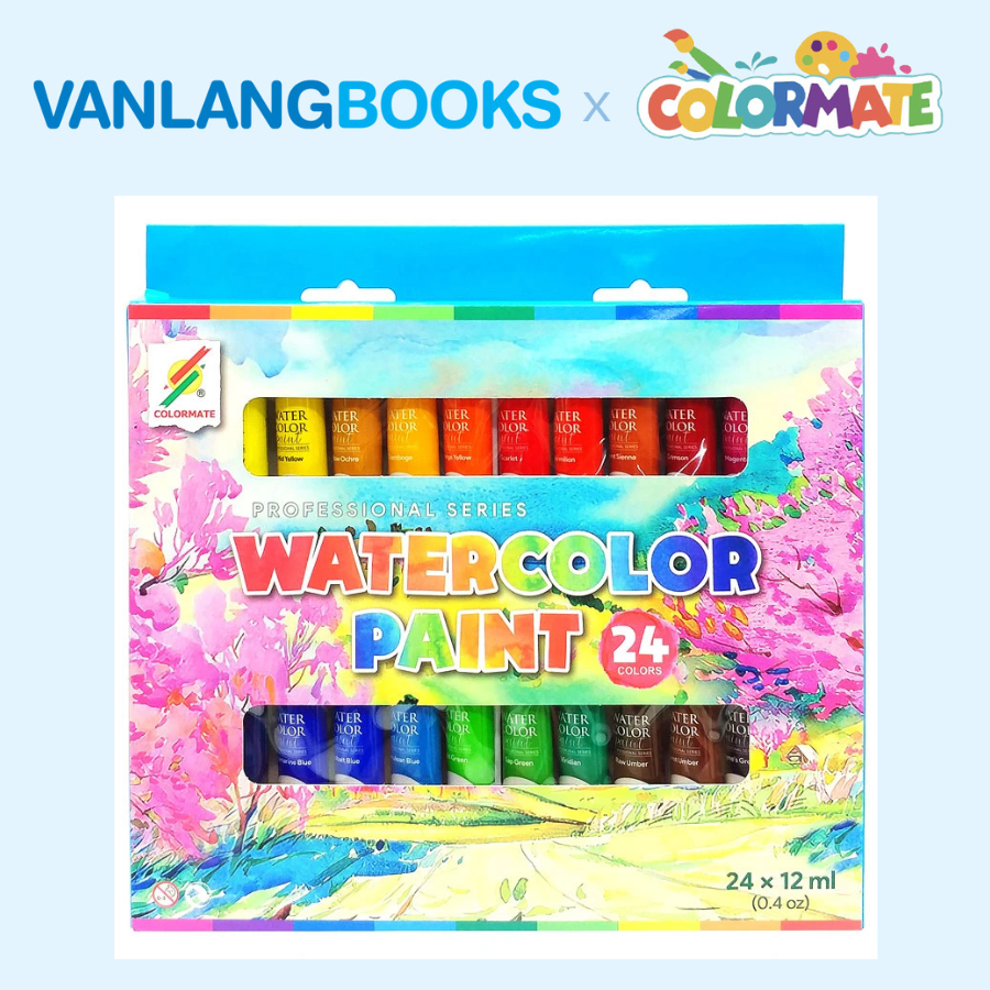 Sách Bí Quyết Hội Họa - Vẽ Tranh Phong Cảnh + Hộp 24 Tuýp Màu Vẽ Nước 12ml - Vanlangbooks x Colormate