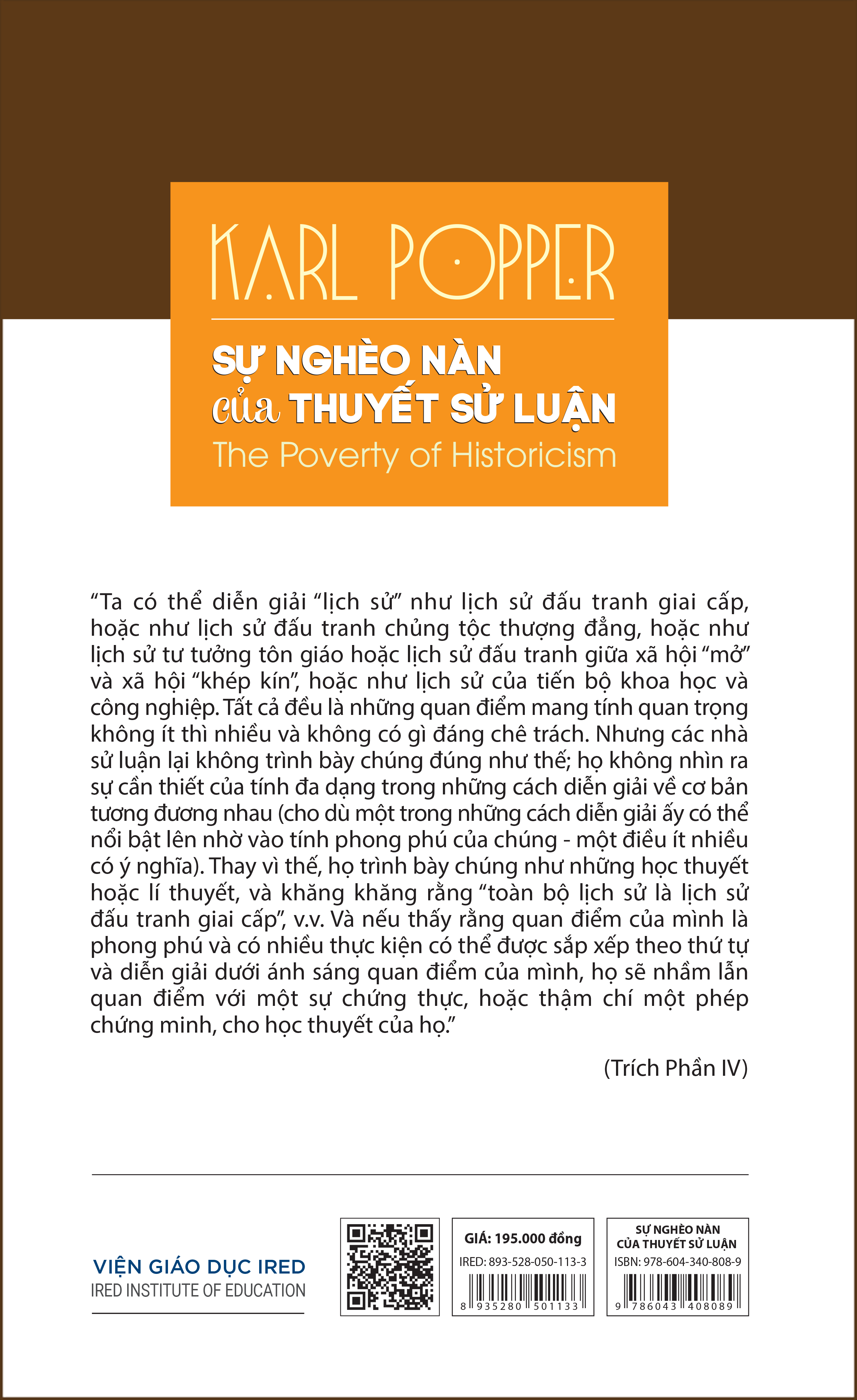 Sự Nghèo Nàn Của Thuyết Sử Luận (The Poverty of Historicism) - Karl Popper - IRED Books