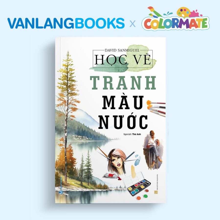 Sách Học Vẽ Tranh Màu Nước + Bộ Màu Vẽ Đa Năng Hộp Gỗ M88 - Vanlangbooks x Colormate