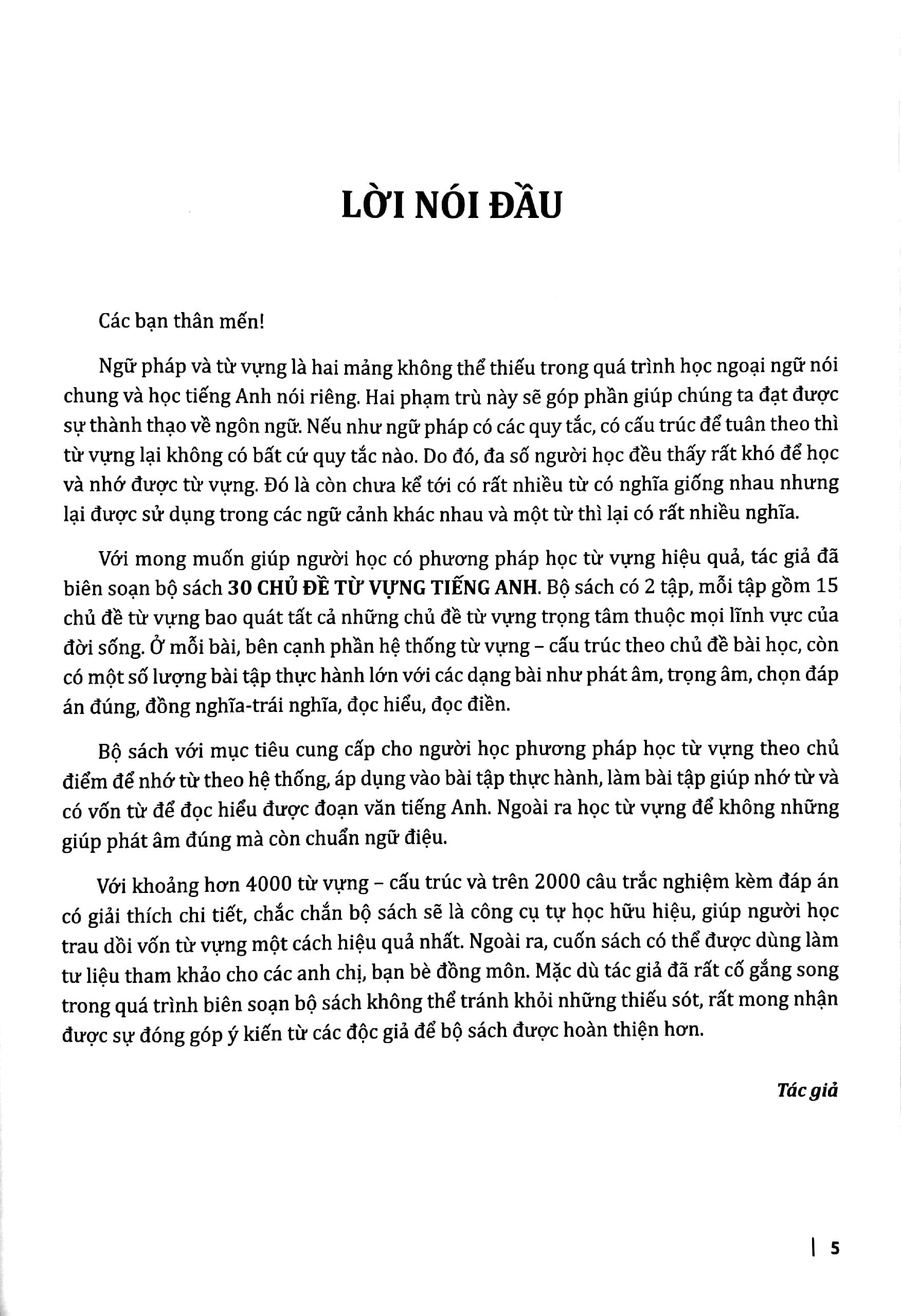 30 Chủ Đề Từ Vựng Tiếng Anh (Tập 2)