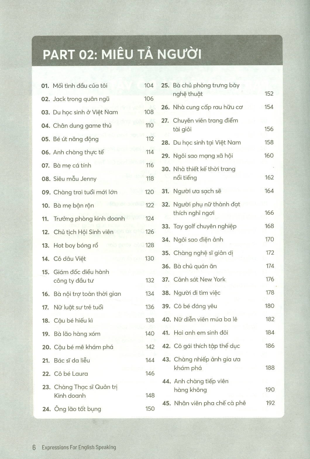 EXPRESSIONS FOR ENGLISH SPEAKING (1 Ngày 5 Cụm 6 Từ : 100+ Chủ Đề Về Đời Sống)