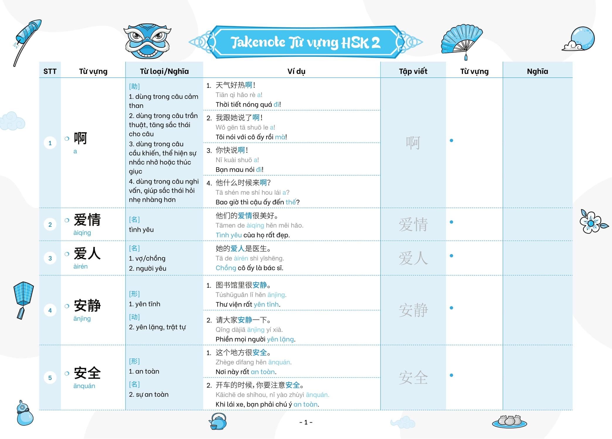 Sách - Takenote - Từ Vựng HSK Tiếng Trung - HSK2 (Cung Cấp 772 Từ Vựng)