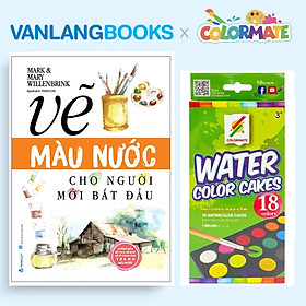 Sách Vẽ Màu Nước Cho Người Mới Bắt Đầu (Tái Bản 2025) + Bánh Màu Nước Dạng Nén 18 Màu - Vanlangbooks x Colormate