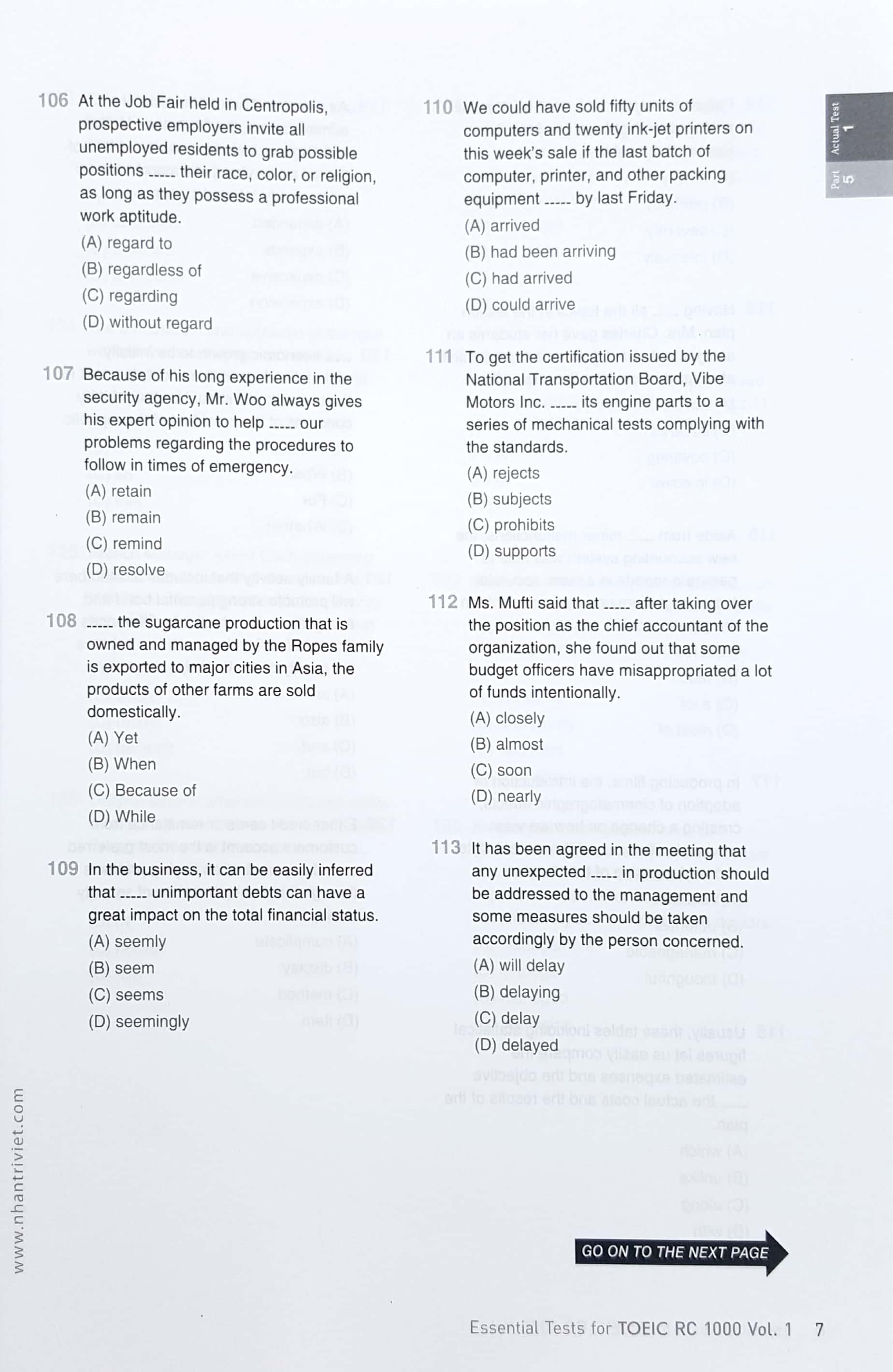 Essential Test For TOEIC RC 1000 Vol 1 (Không CD)