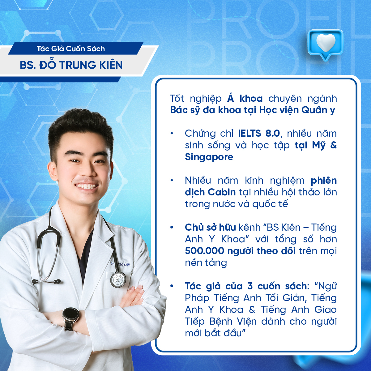 Sách Tiếng Anh Y Khoa dành cho người mới bắt đầu - Tác giả BS. Đỗ Trung Kiên (Tái bản mới nhất 2024)