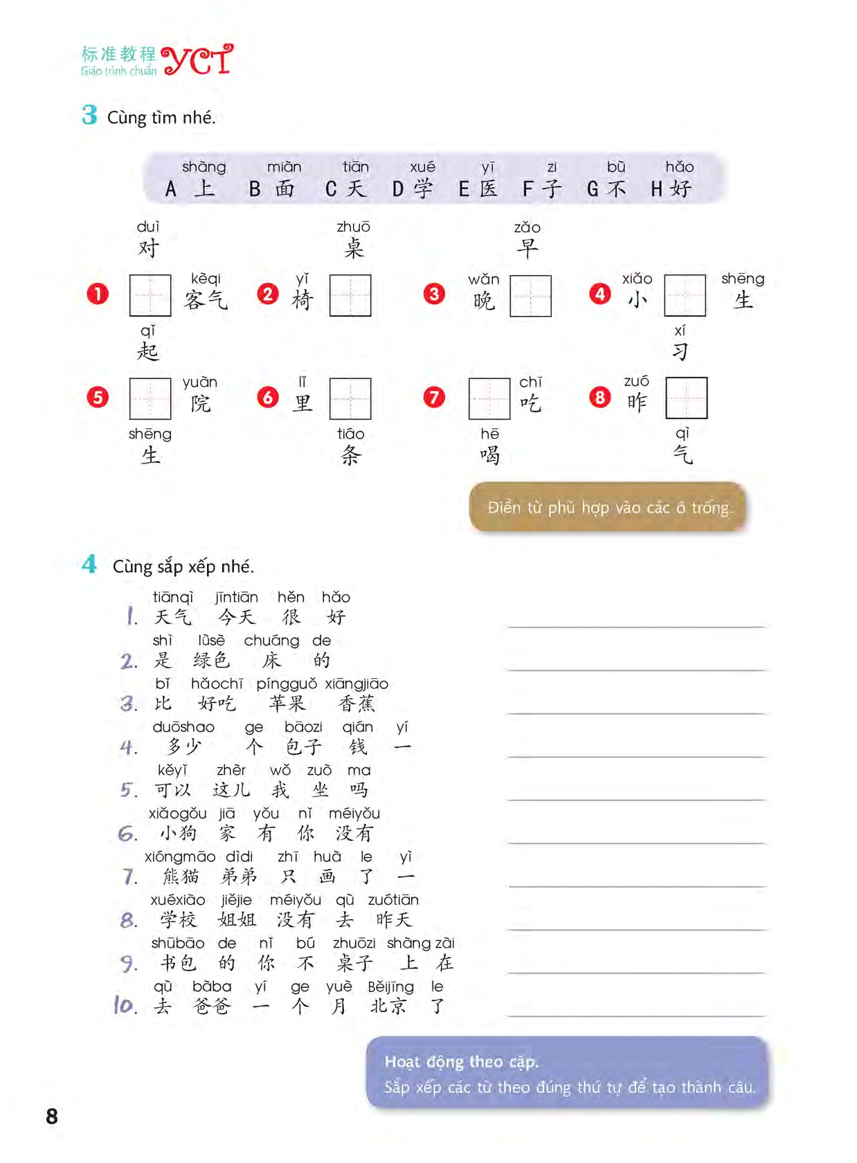 Sách- Combo:Giáo trình chuẩn YCT Tập 3 (Sách Bài Học - Bài Tập)+DVD tài liệu