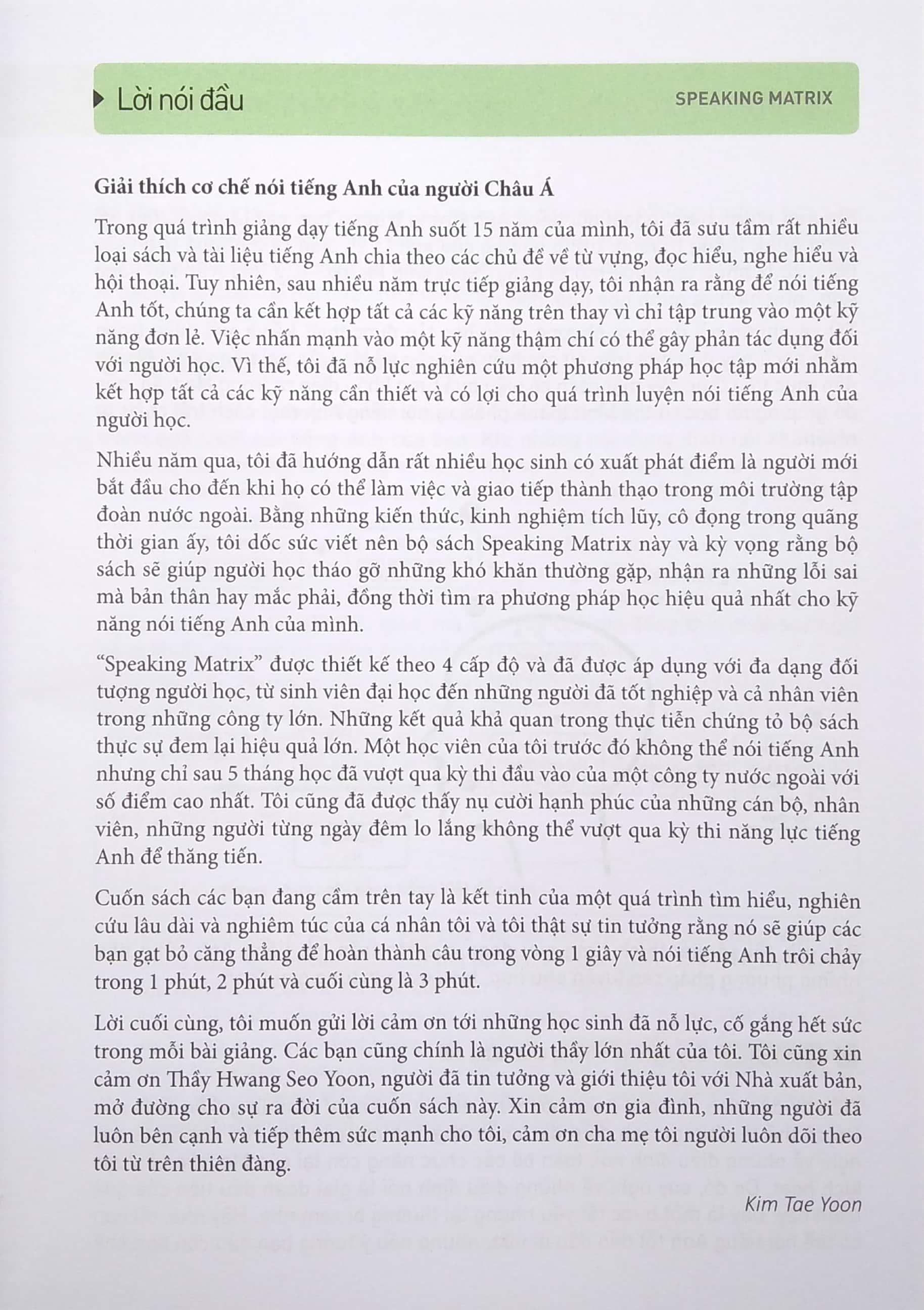 Speaking Matrix - 1 Phút Nói Tiếng Anh Như Gió