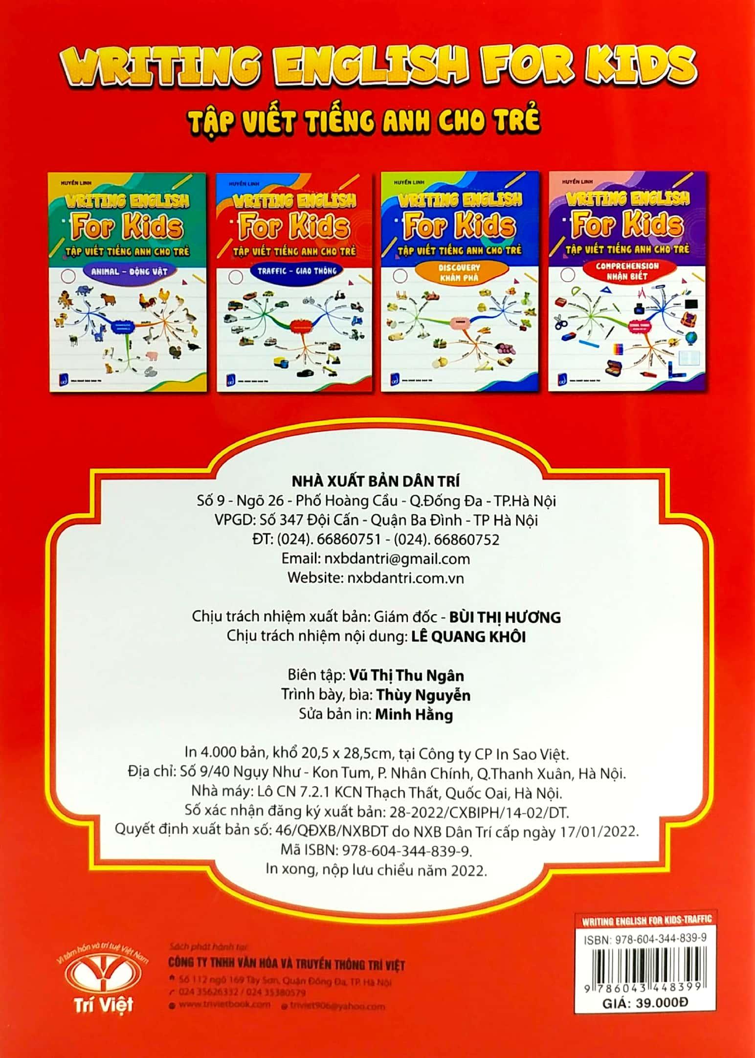 Tập Viết Tiếng Anh Cho Trẻ - Giao Thông