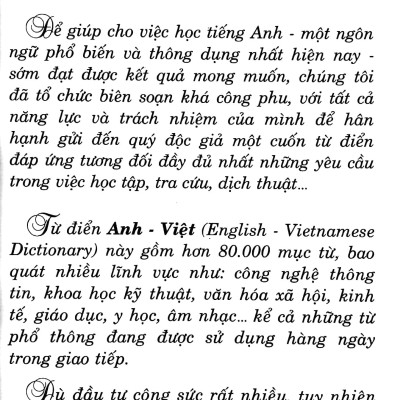 Từ Điển Anh - Việt 80.000 Từ (Tái Bản)
