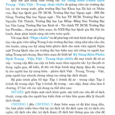 Kỹ Năng Biên Phiên Dịch Trung - Việt, Việt - Trung Thực Chiến - HA