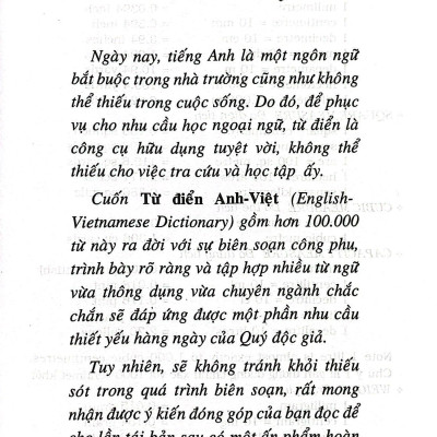 Từ Điển Anh - Việt 100.000 Từ