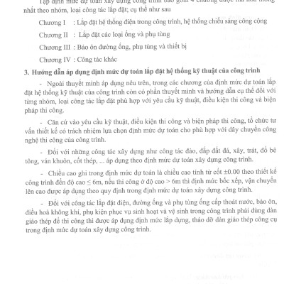 Định Mức Dự Toán Lắp Đặt Hệ Thống Kỹ Thuật Của Công Trình