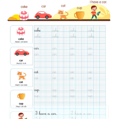 Luyện Viết Chữ Đẹp Từ Vựng Tiếng Anh 1 - Theo Chương Trình Sách Giáo Khoa - MEGA