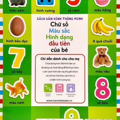 Sách Dán Hình Thông Minh - Chữ Số ,Màu Sắc , Hình Dạng Đầu Tiên Của Bé