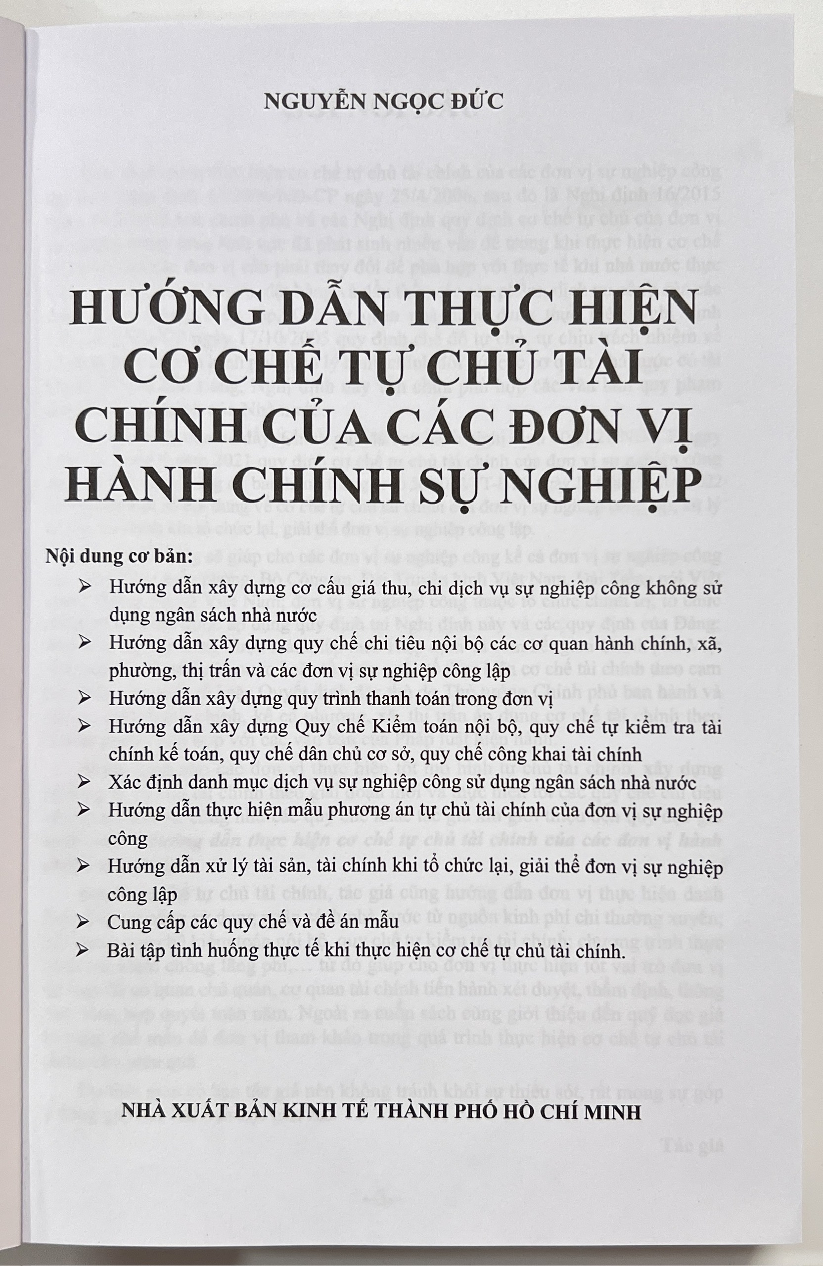 Sách - Hướng Dẫn Thực Hiện Cơ Chế Tự Chủ Tài Chính Của Các Đơn Vị Hành Chính Sự Nghiệp