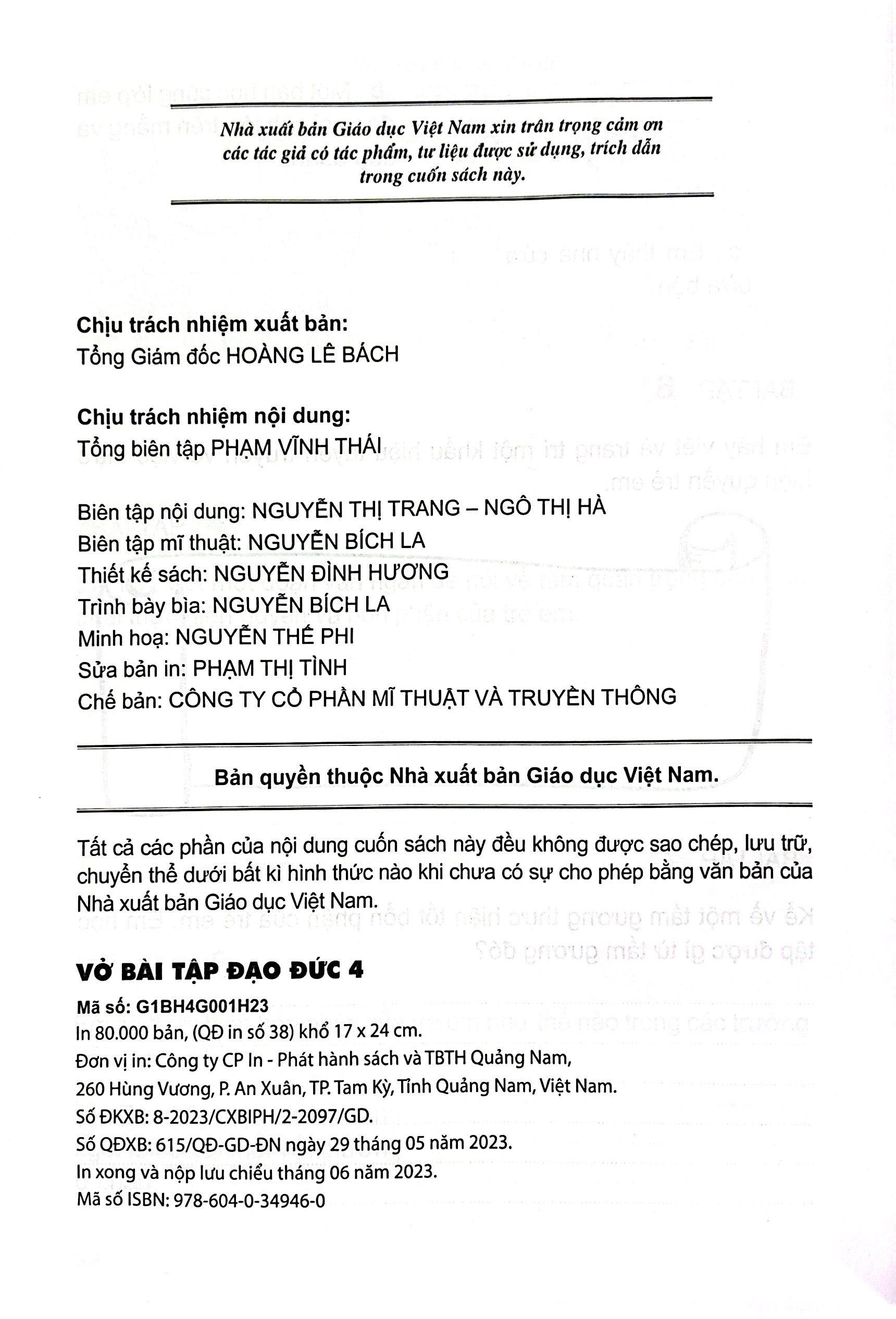 Sách Giáo Khoa Vở Bài Tập Đạo Đức 4 (Kết Nối) (Chuẩn)