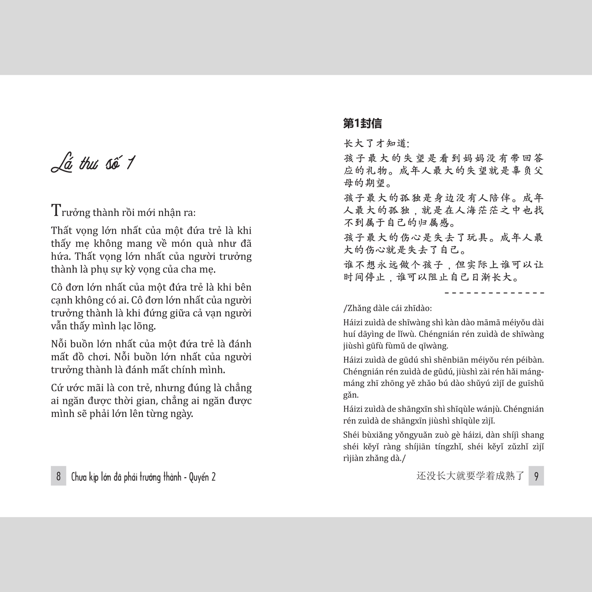 Chưa Kịp Lớn Đã Phải Trưởng Thành - Quyển 2 - Phiên bản song ngữ Việt - Trung